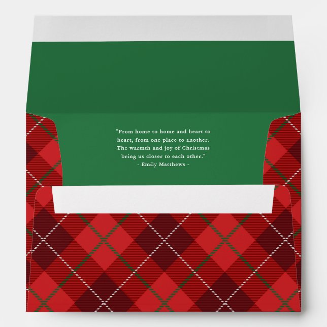 Red Plaid Christmas Holiday  Envelope (Back (Bottom))