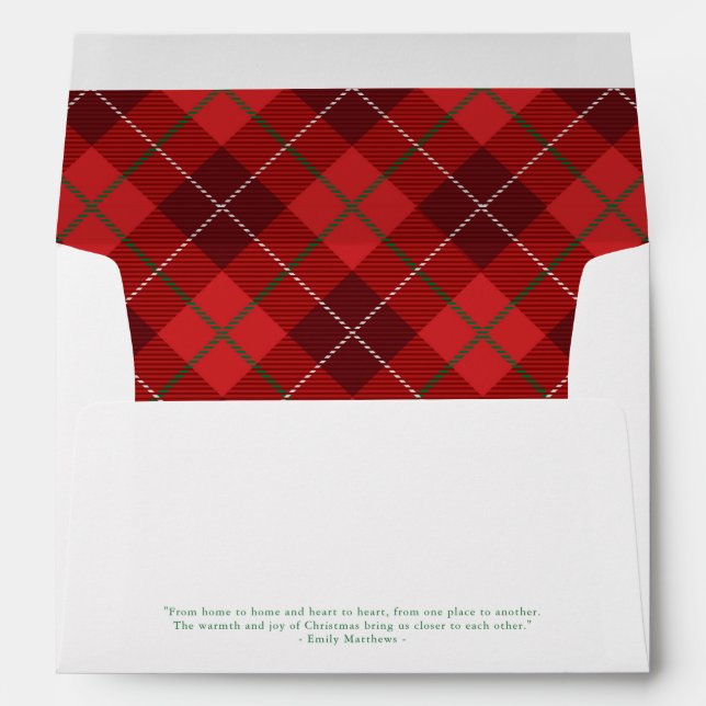 Red Plaid Christmas Holiday  Envelope (Back (Bottom))