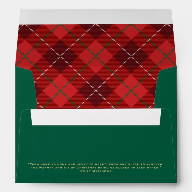 Red Plaid Christmas Holiday  Envelope (Back (Bottom))