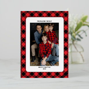 Red Plaid Christmas Invitation - Photo Foil Gift