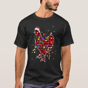Red Plaid Christmas Lights Pajama Chicken Animals T-Shirt