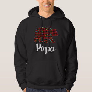 Red Plaid Christmas Lights Papa Bear Xmas Pajama Hoodie