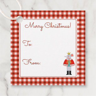 Red Plaid Christmas Nutcracker Mouse King To/From Favour Tags