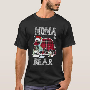 Red Plaid Christmas Pajama Family Moma Bear Christ T-Shirt