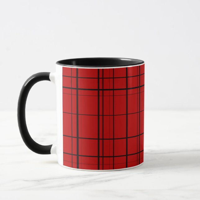 Red plaid christmas pattern mug (Left)