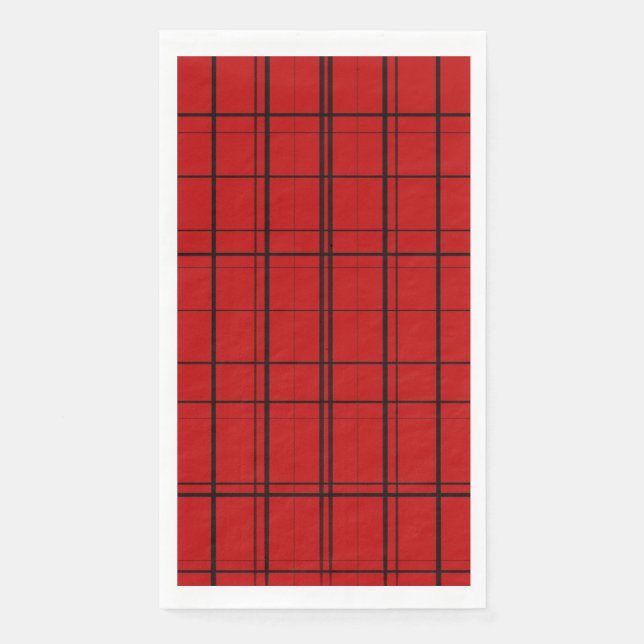 Red plaid christmas pattern napkin (Front)
