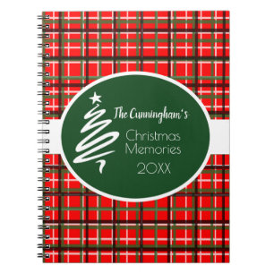 Red Plaid Christmas Personalised Spiral Notebook