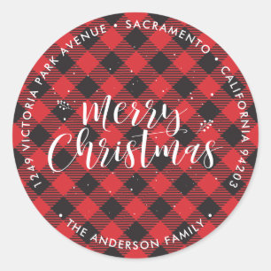 Red Plaid Christmas Return Address Labels
