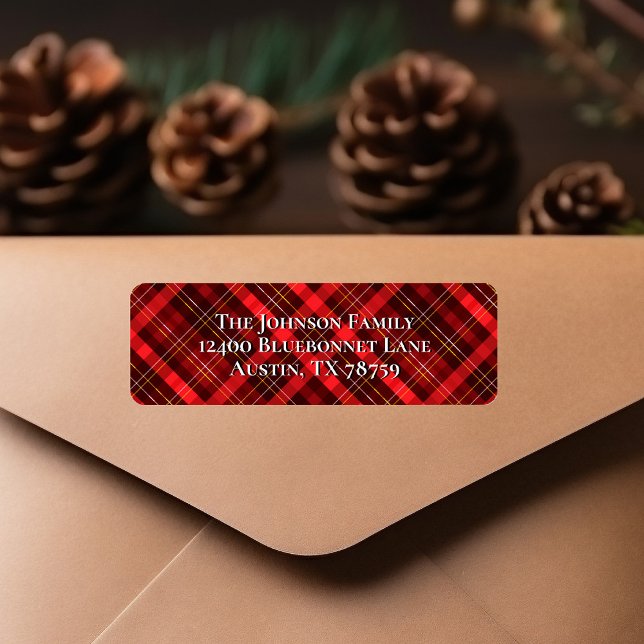 Red Plaid Christmas Tartan Return Address (Creator Uploaded)