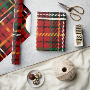 Red Plaid Christmas Tartan  Wrapping Paper