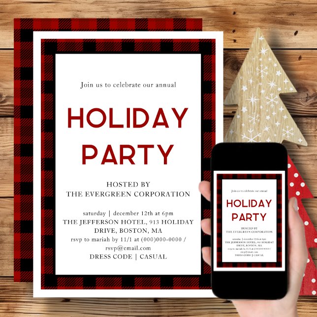Red Plaid | Corporate Holiday Party Invitation (Creator Uploaded)