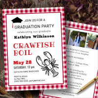 Red Plaid Crawfish Boil 3 Photo Graduation Party