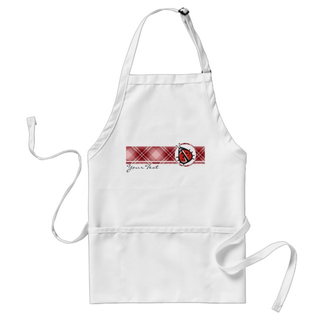 Red Plaid Cute Ladybug Standard Apron (Front)