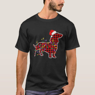 Red Plaid Dachshund Dog Christmas Pyjamas Family X T-Shirt
