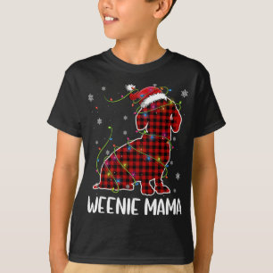 Red Plaid Dachshund Mama Wiener Christmas Pyjamas  T-Shirt