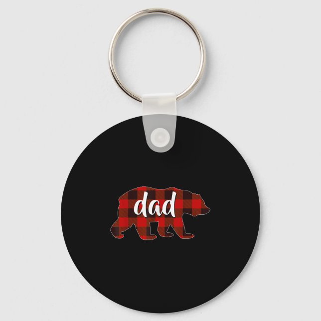 Red Plaid Dad Buffalo Matching Family Papa Pyjamas Key Ring (Front)