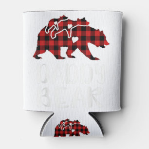 Red Plaid Daddy Bear Buffalo Matching Family Pajam Can Cooler