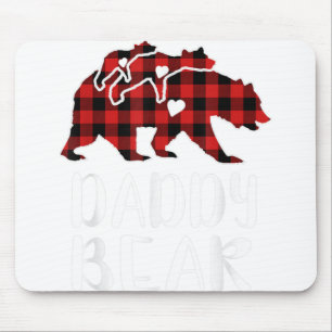 Red Plaid Daddy Bear Buffalo Matching Family Pajam Mouse Mat