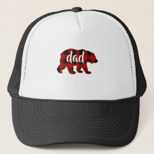 Red Plaid Daddy Bear Buffalo Matching Family Pajam Trucker Hat