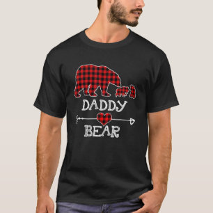 Red Plaid Daddy Bear Two Cubs Matching Buffalo Paj T-Shirt
