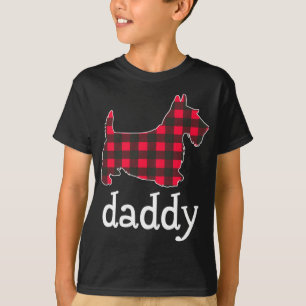 Red Plaid Daddy Scottie Dog Christmas Matching Fam T-Shirt