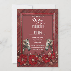 Red Plaid Derby Style Bridal Shower Invitation Wat