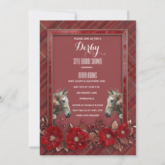 Red Plaid Derby Style Bridal Shower Invitation Wat