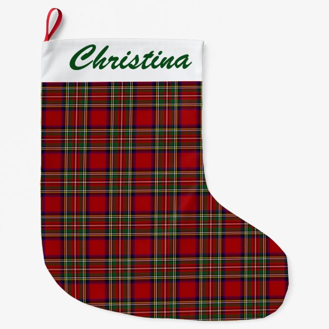 Red Plaid Design Large Christmas Stocking (Front)