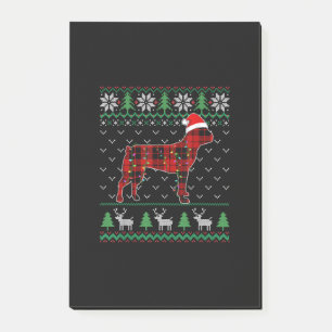 Red Plaid Dog Ugly Christmas Lights Boston Terrier Post-it Notes