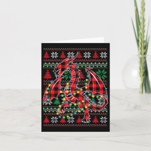 Red Plaid Dragon Christmas Lights Ugly Christmas S Card