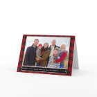 Red Plaid Family Photo Merry Christmas Folded