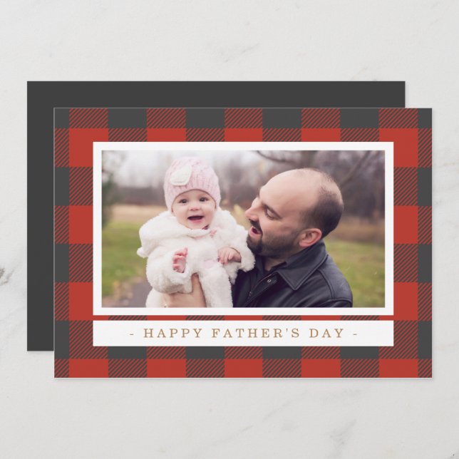 Red Plaid Father's Day Invitation (Front/Back)