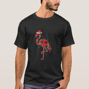 Red Plaid Flamingo Christmas Lights Funny Santa Ha T-Shirt
