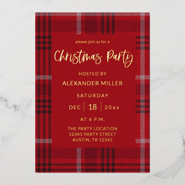 Red Plaid Flannel Christmas Party (Front)
