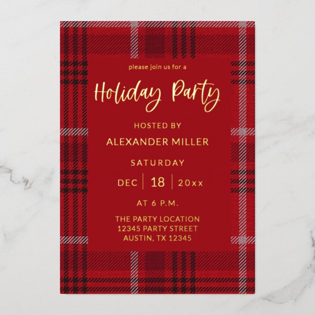 Red Plaid Flannel Holiday Party (Front)