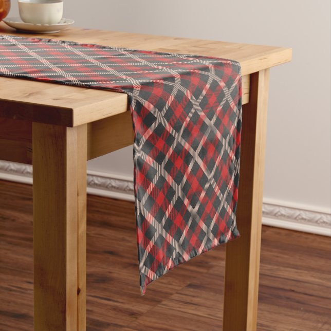 Red Plaid Flannel Lumberjack Design Long Table Runner (In Situ)
