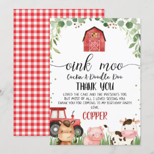 Red Plaid Foliage Farm Birthday Thank You Card