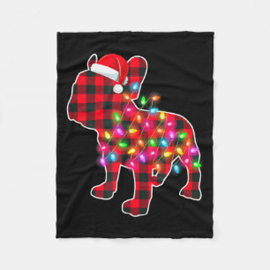Red Plaid French Bulldog Christmas Pajamas Xmas Li Fleece Blanket