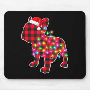Red Plaid French Bulldog Christmas Pajamas Xmas Li Mouse Mat