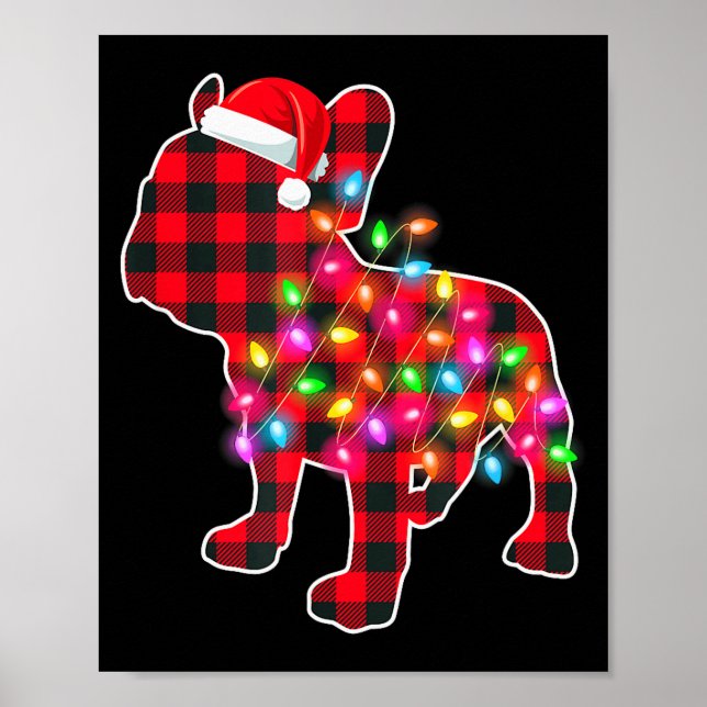 Red Plaid French Bulldog Christmas Pajamas Xmas Li Poster (Front)