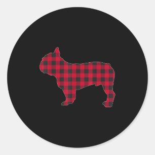 Red Plaid French Bulldog Dog Lover Matching Christ Classic Round Sticker