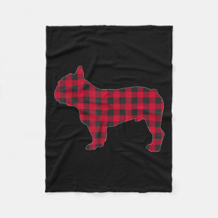 Red Plaid French Bulldog Dog Lover Matching Christ Fleece Blanket