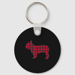 Red Plaid French Bulldog Dog Lover Matching Christ Key Ring