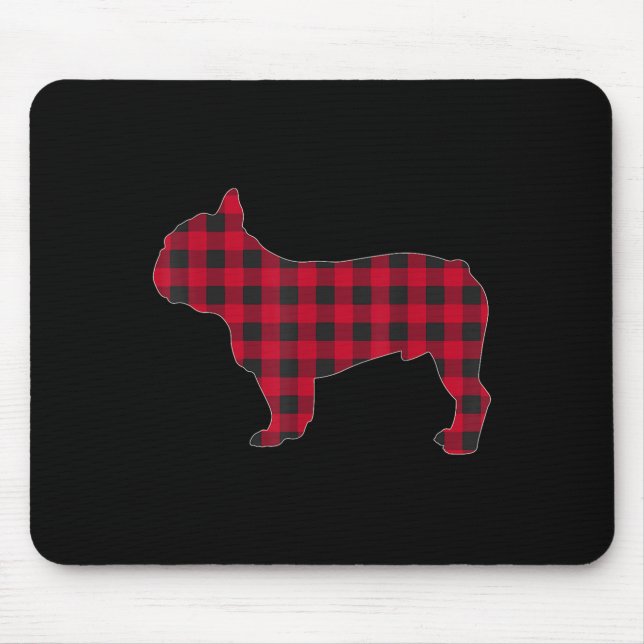 Red Plaid French Bulldog Dog Lover Matching Christ Mouse Mat (Front)