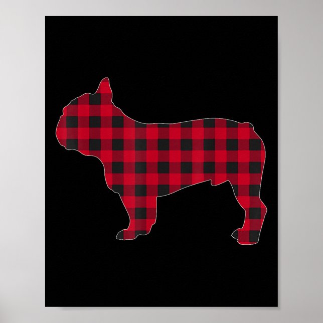 Red Plaid French Bulldog Dog Lover Matching Christ Poster (Front)