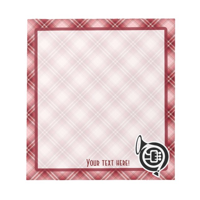 Red Plaid French Horn Notepad (Front)