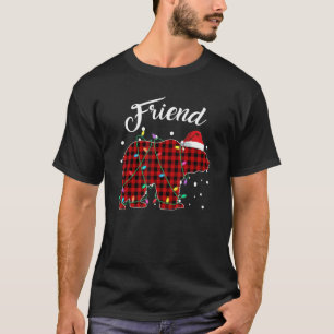 Red Plaid Friend Bear Matching Buffalo Pajama T-Shirt