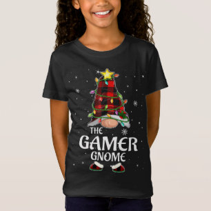 Red Plaid Gamer Gnome Matching Christmas Pajama T-Shirt