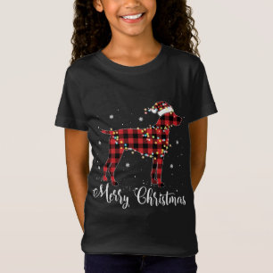 Red Plaid German Shorthaired Pointer Merry Christm T-Shirt