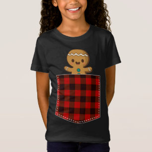 Red Plaid Gingerbread Cookie in Pocket Buffalo Chr T-Shirt